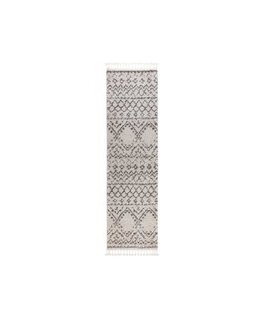 Keskikoko matto WELBEN RABAT, vaalean kermanvärinen, aztekkityylinen, 70x300 cm, Hakano.
