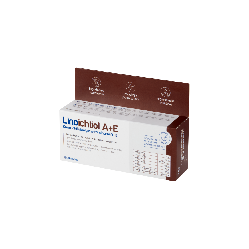 Ziołolek Linoichtiol A+E, ichthyol cream with vitamins A and E, 50 g - Long shelf life!