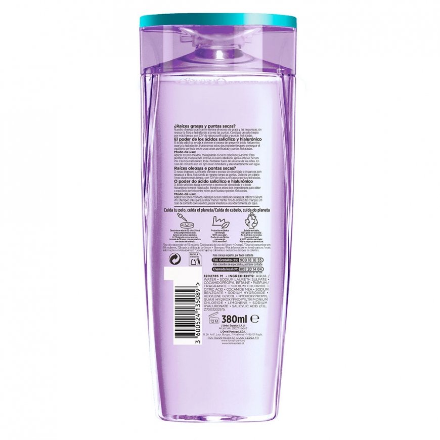 L'Oreal ELVIVE HYALURONIC PURE Šampūnas 380 ml – 2