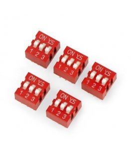 OEM DIP switch 3 poles - red - 5 pcs