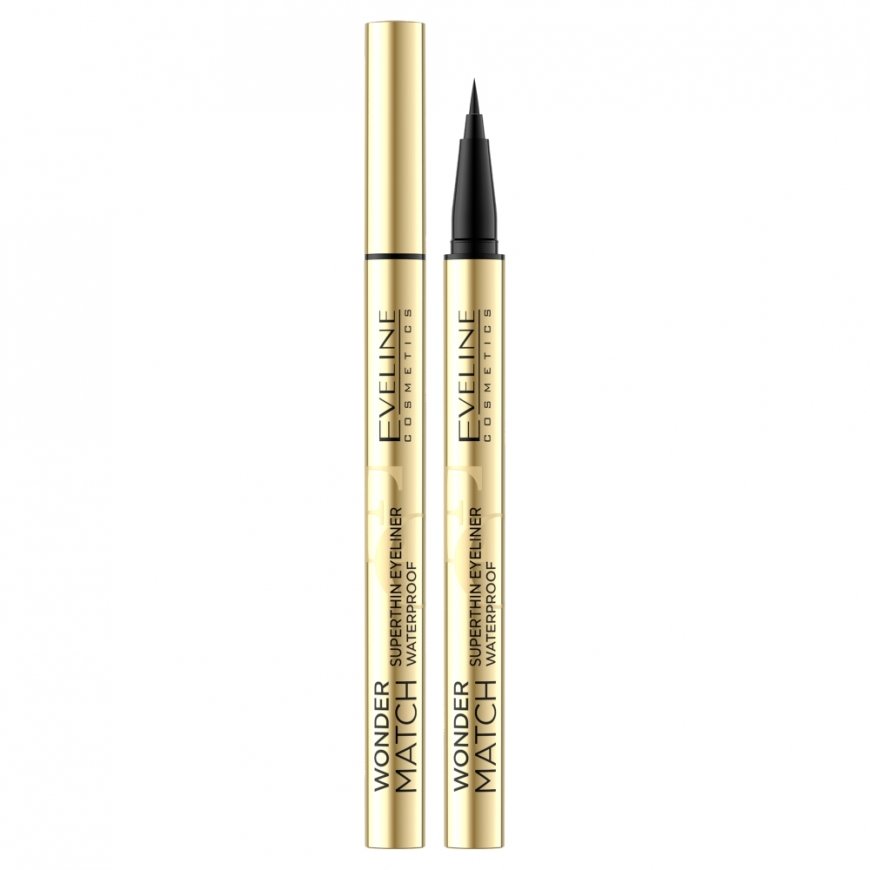 Eveline Cosmetics Wonder Match Superthin Akių apvadas Atsparus vandeniui Deep Juodas