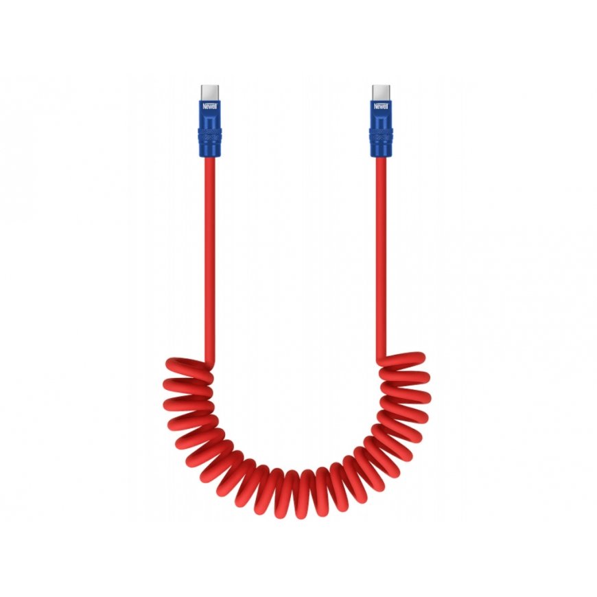 Newell USB-C - USB-C 100 W cable, 2 m, Silicone, Spiral, Red-Navy Blue