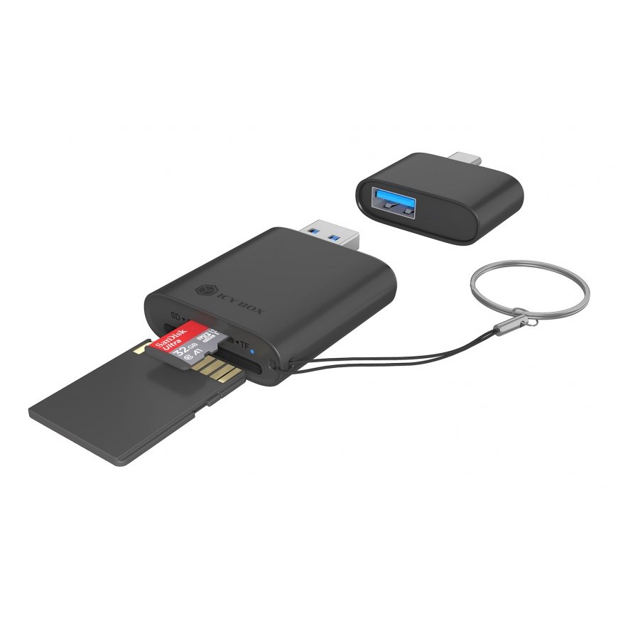 ICY BOX 2-in-1 Card Reader via USB Type-A & USB Type-C Interface