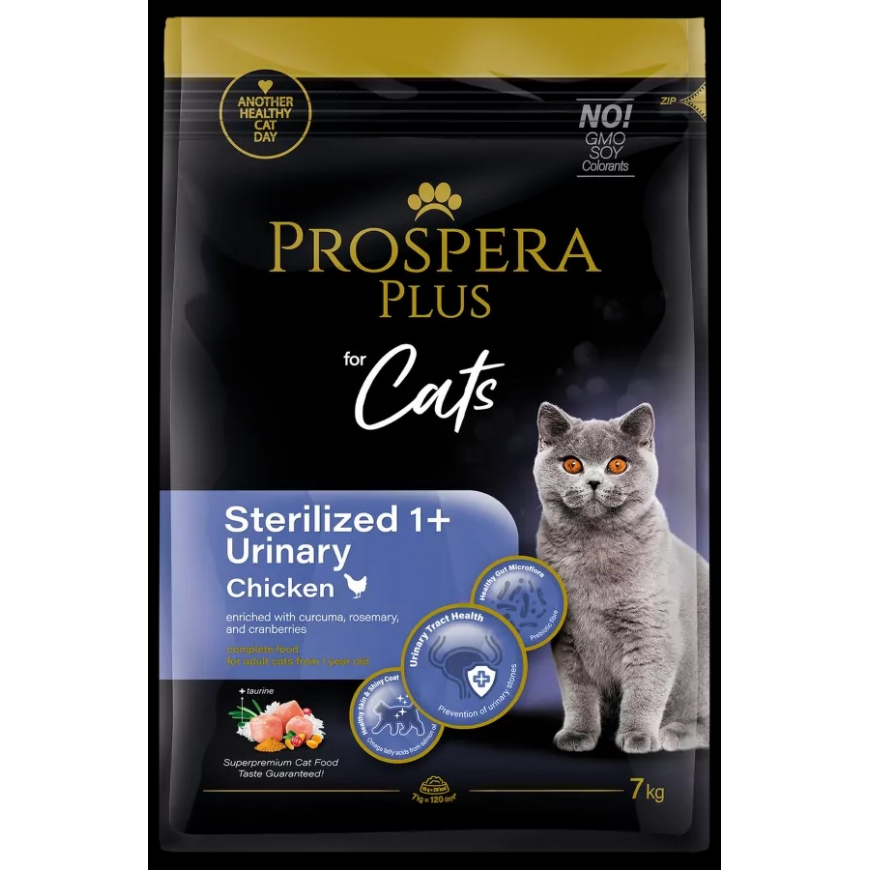 Barība kaķiem – Prospera Plus Sterilized 1+ Chicken Urinary, 7 k