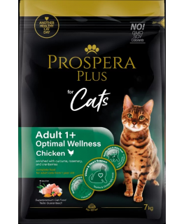 Barība kaķiem – Prospera Plus Adult 1+ Chicken Optimal Wellness,