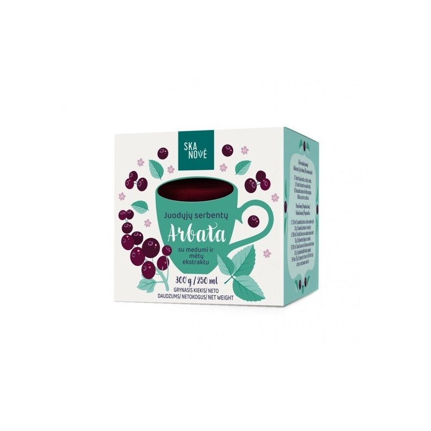 mustikkateetä SKANOVĖ, mustaherukoita hunajalla ja minttu-uutteella 880 g / 735 ml