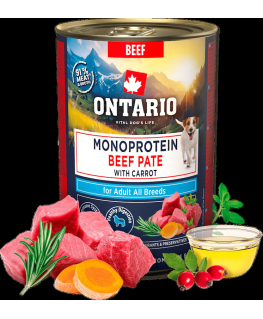 Konservi suņiem - Ontario Adult Monoprotein Beef Pate with Carro