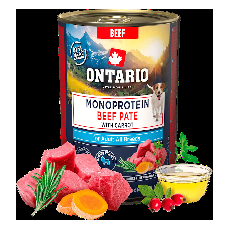 Konservi suņiem - Ontario Adult Monoprotein Beef Pate with Carro