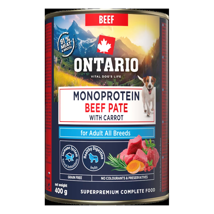 Konservi suņiem - Ontario Adult Monoprotein Beef Pate with Carro – 2