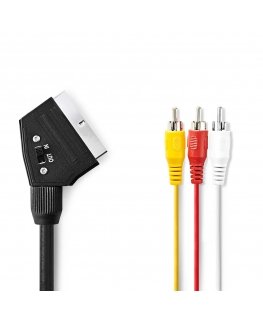 Nedis CVGL31130BK20 Scart kaapeli 2 m SCART (21-pin) 3 x RCA musta
