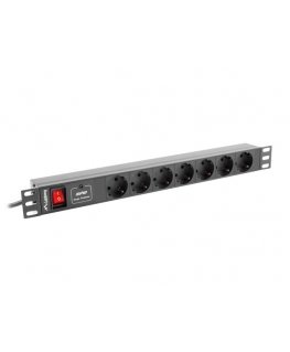 Lanberg PDU-07F-0200-BK power distribution unit (PDU) 7 AC outlet(s) 1U Black