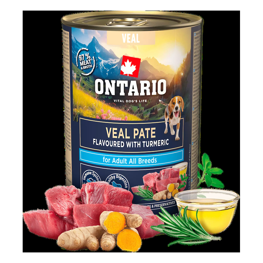 Konservi suņiem - Ontario Adult Veal Pate with Turmeric Flavor