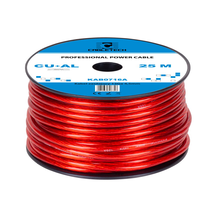 Cabletech Automobilio kabelis 12Ga OD4.5mm CU+AL 25m – 2