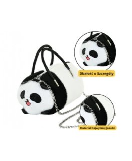 Lean Toys Pliušinė panda rankinė su metaline grandine, 20 cm