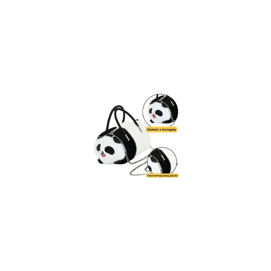 Lean Toys Plush Panda Handbag with Metal Chain, 20 cm