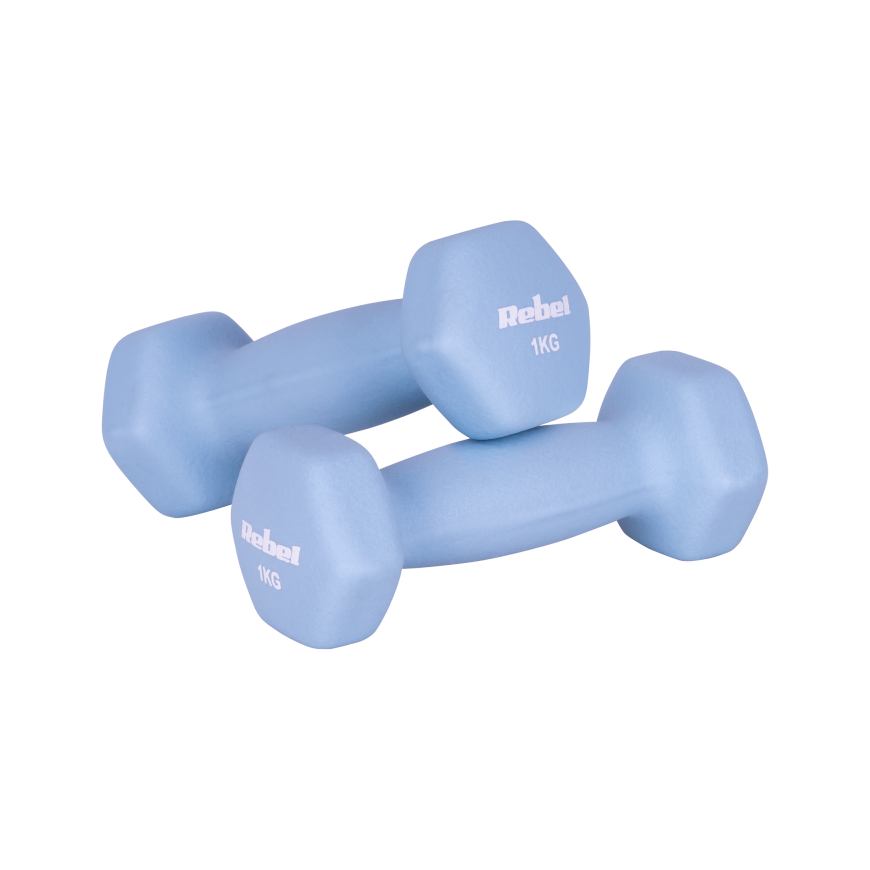 Neopreeniset heximuoviset käsipainot 2x1kg, REBEL ACTIVE