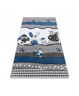 Blue Mat VINEA GEOMETRIC3 in blue color 140x190 Hakano