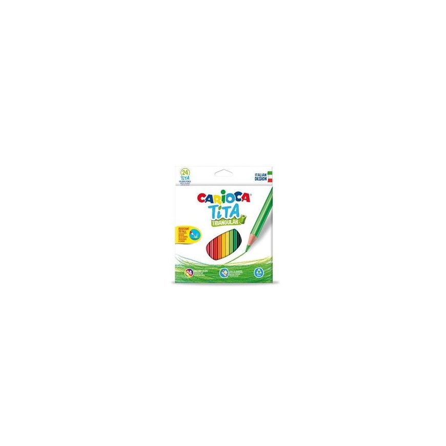 Krāsainie zīmuļi CARIOCA TITA, trīsstūraini, 24 krāsas