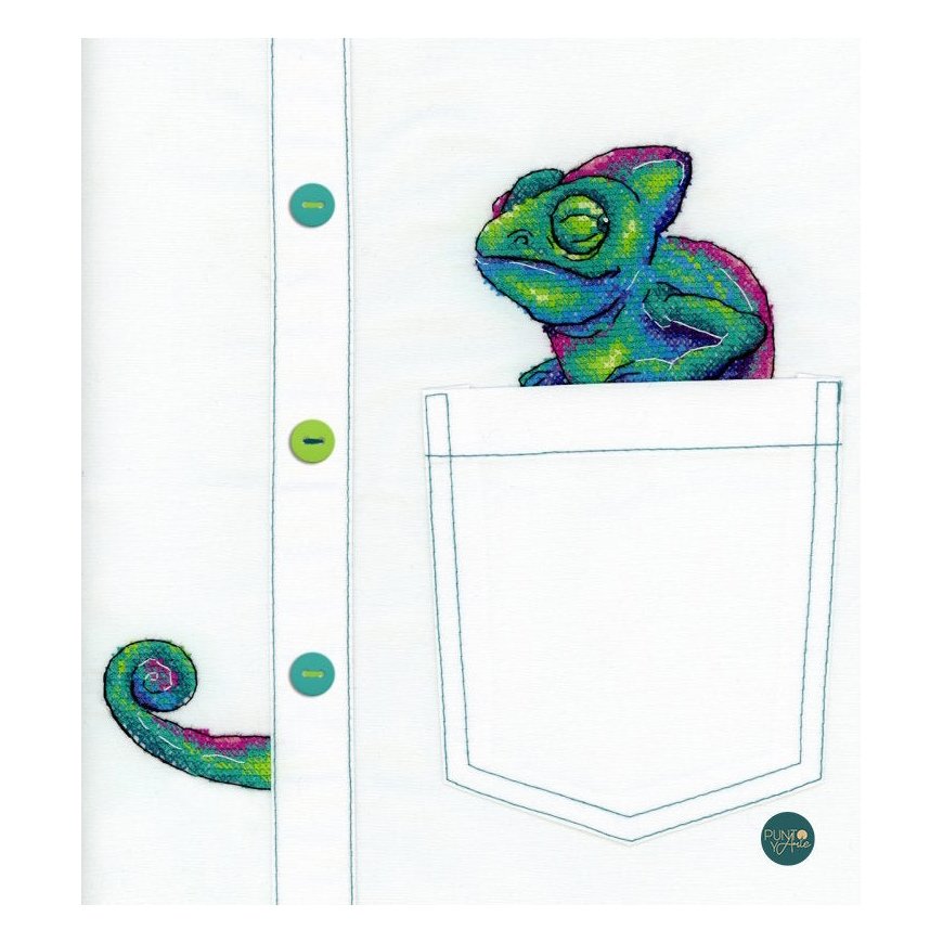 Beldizart Vandenyje tirpus drobēs krustdūriena izšūšanas komplekts Smalsus chameleon SV-253 – 2