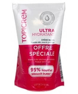 Topicrem UH Ultra Mitrinošs Roku Krēms 2 x 50ml Iepakojums