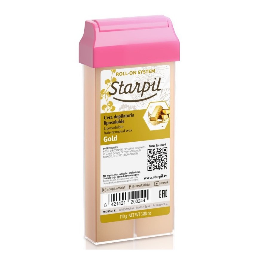 Vaškas kasetē Starpil Roll-On Gold ar zelta daļiņām, 110 g