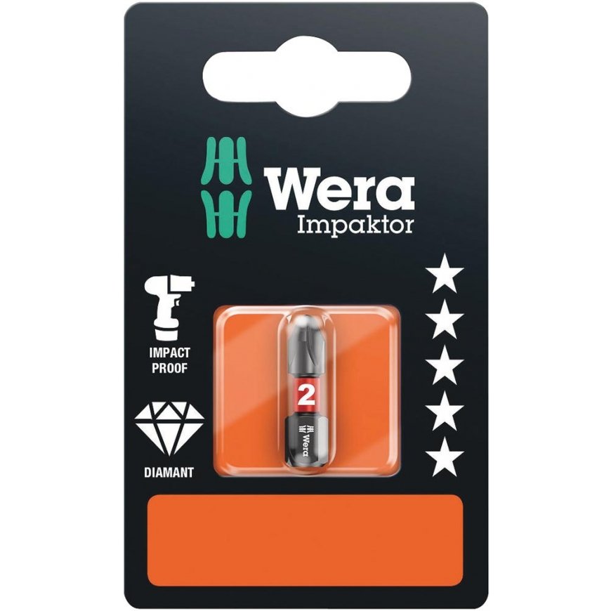 Бит Wera Impactor 851/1 IMP DC, 1 x PH2 x 25 мм, в блистере