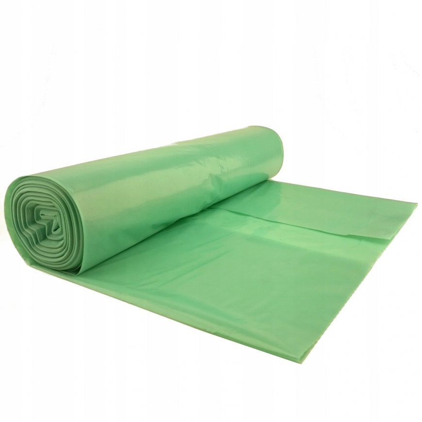 MEVA 80 micron thick garbage bags. durable roll of 5 pcs - green 240L