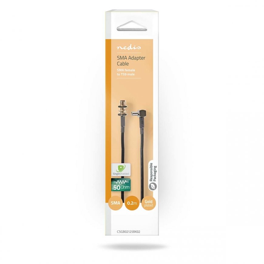 Nedis CSGB02125BK02 coaxial cable 0.2 m SMA TS9 Black – 3