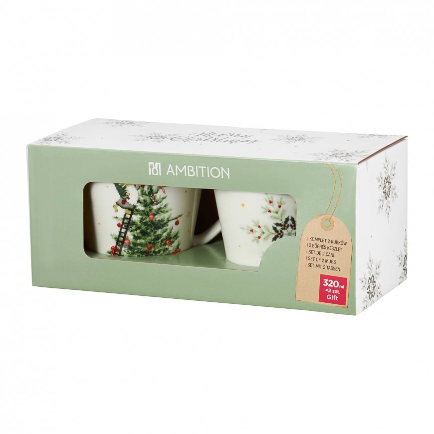2 Christmas Mug Set Gift Christmas Tree 320 ml AMBITION – 2