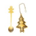 Tea set - golden infuser and golden teaspoon, decorated with a Christmas tree/Gingerbread Man. Tea set - golden infuser and golden teaspoon, decorated with a Christmas tree/Gingerbread Man.