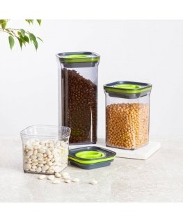 Vacuum container 1.5 l, gray / green, collapsible, AMBITION