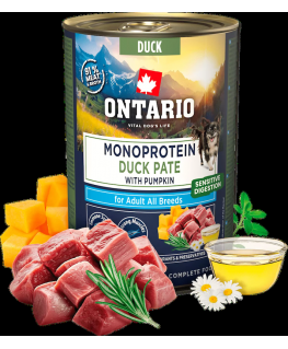 Konservi suņiem - Ontario Adult Monoprotein Duck Pate with Pumpk