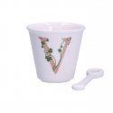 THE WHITE PORCELAIN UNIQUE Cup with Spoon 75 ml, V Pattern THE WHITE PORCELAIN UNIQUE Cup with Spoon 75 ml, V Pattern