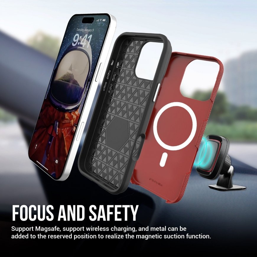Dėklas Perfectionists Triangle Mag Case Apple iPhone 15 Pro Max punane – 2