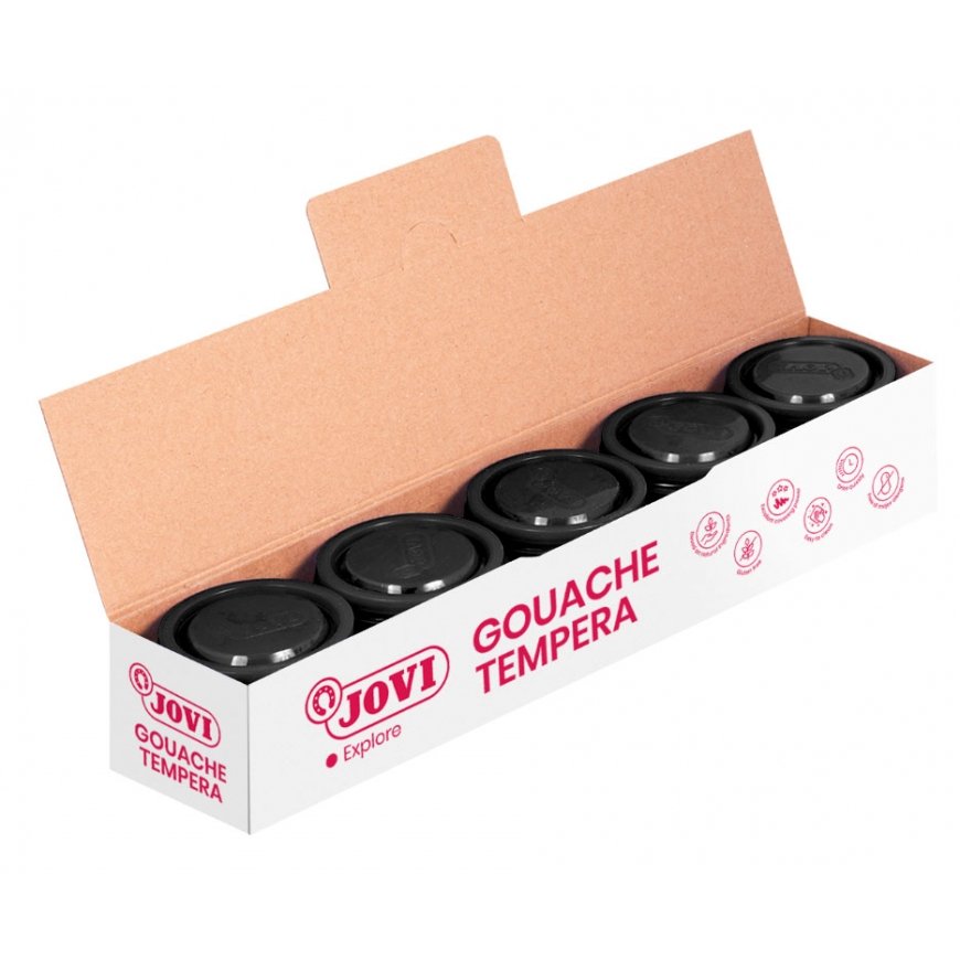 Guašas tempera JOVI Scholar, 5 tk, 35 ml iga, musta värvi. – 2