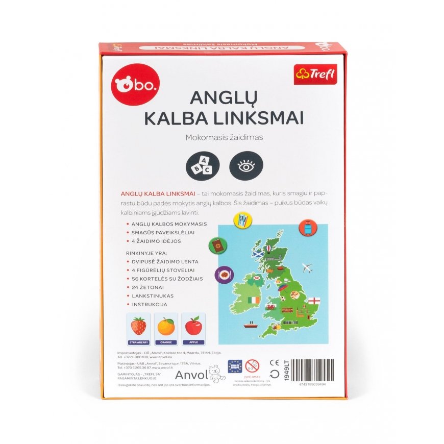 Educational game "Learning English with Fun," Lithuanian version.