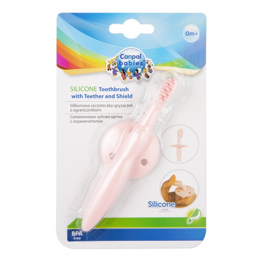 CANPOL BABIES silicone teething toothbrush with teether and shield, 51/500_pin