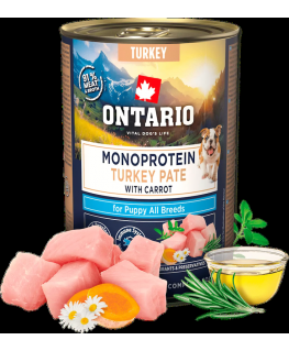 Konservi kucēniem - Ontario Puppy canned food, monoprotein turke