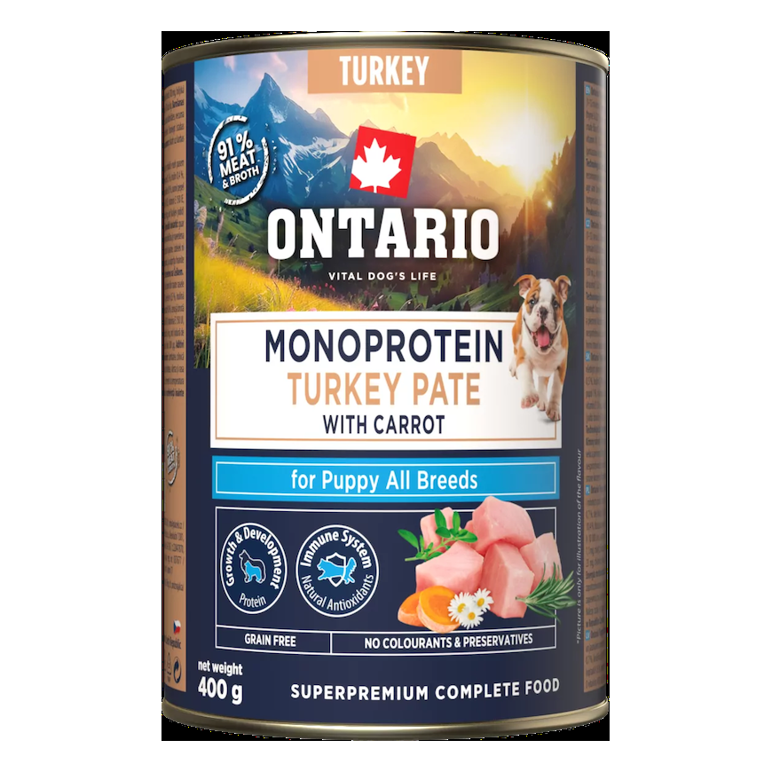 Konservi kucēniem - Ontario Puppy canned food, monoprotein turke – 2