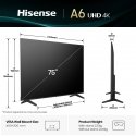 Hisense 75A6Q televizors 190,5 cm (75") 4K Ultra HD Viedtelevizors Wi-Fi Melns Hisense 75A6Q televizors 190,5 cm (75") 4K Ultra HD Viedtelevizors Wi-Fi Melns