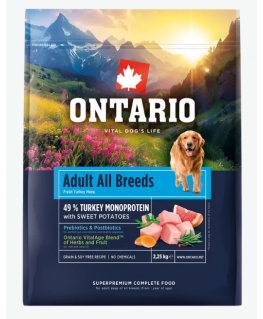 Barība suņiem – Ontario Adult All Breeds, Monoprotein, Turkey an