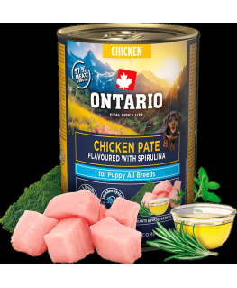 Konservi kucēniem - Ontario Puppy chicken pate with spirulina fl