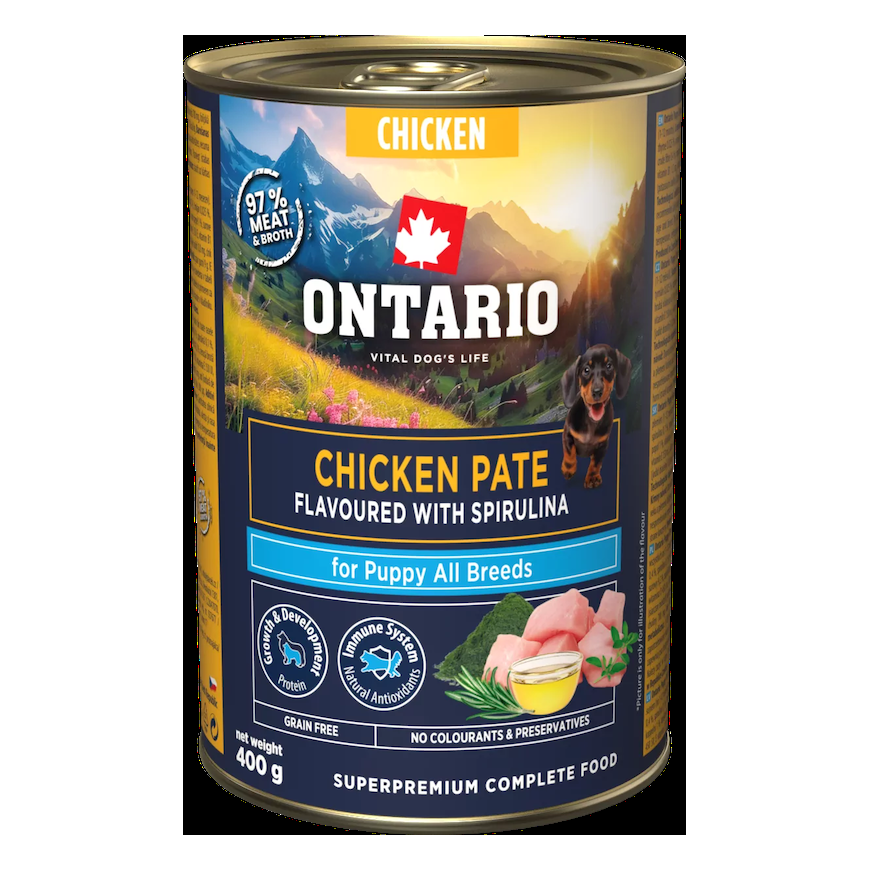 Konservi kucēniem - Ontario Puppy chicken pate with spirulina fl – 2