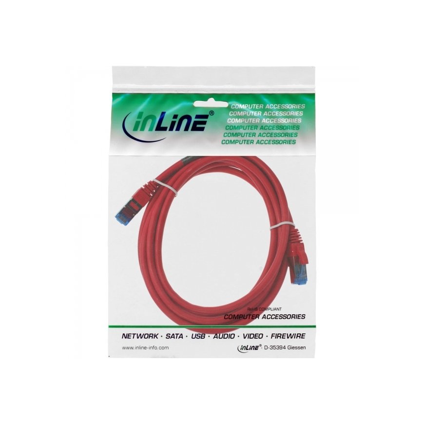 InLine Patch Cable S/FTP PiMF Cat.6A halogen free 500MHz red 2m – 3