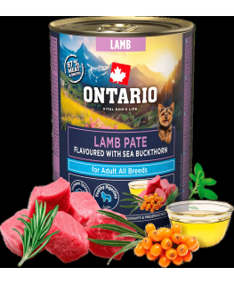 Konservi suņiem - Ontario Adult Lamb Pate with Sea Buckthorn Fla