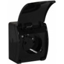 Single surface-mounted socket with grounding, VIPLAST KOALA Black IP44 161-05 Single surface-mounted socket with grounding, VIPLAST KOALA Black IP44 161-05