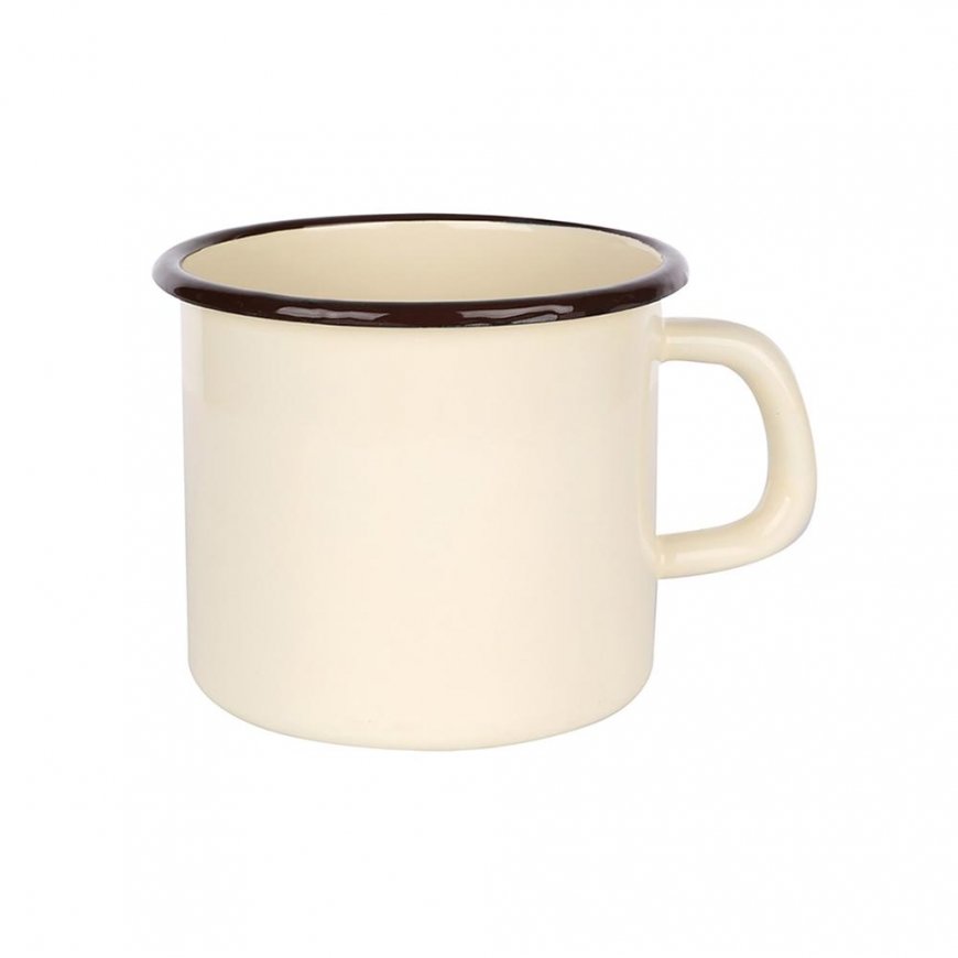 CREAM Enamel Mug 0.45 l, diameter 9 cm, height 9 cm, cream color