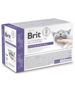 Brit VD kaķu paku filejas mērces šķidrumā Gastrointest 12x85g