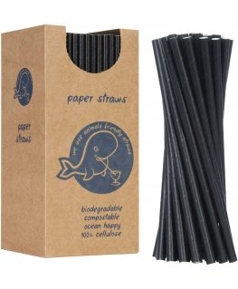 Gsg24 BIO экологически чистые бумажные трубочки PAPER STRAWS диаметром 8/205мм - черные, 160шт.