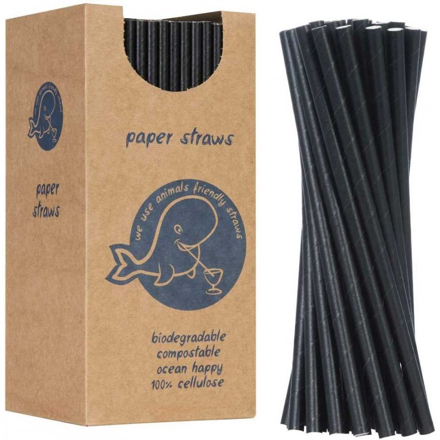 Gsg24 BIO экологически чистые бумажные трубочки PAPER STRAWS диаметром 8/205мм - черные, 160шт.
